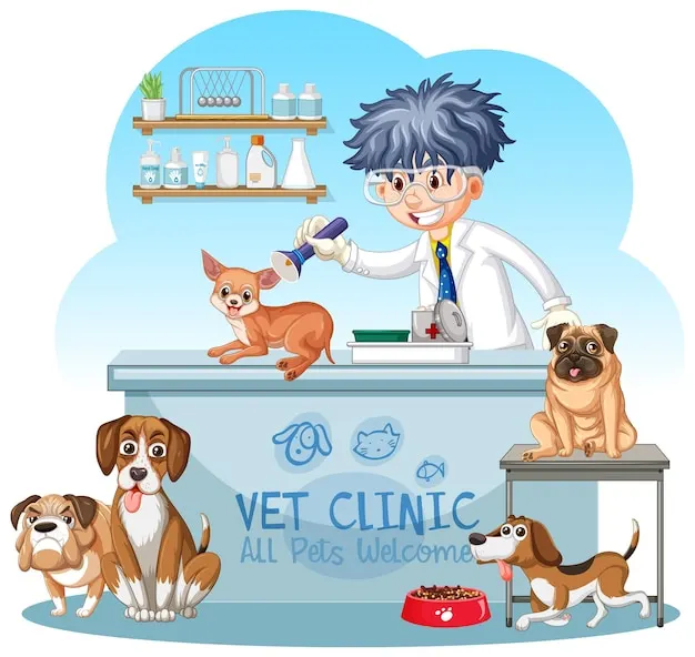 Veterinarian with a pet