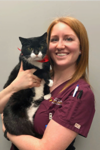 Crystal, animal care assistant at Edmonton West Animal Hospital